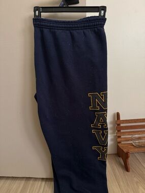 Navy Blue Sweatpants with NAVY Side Lettering